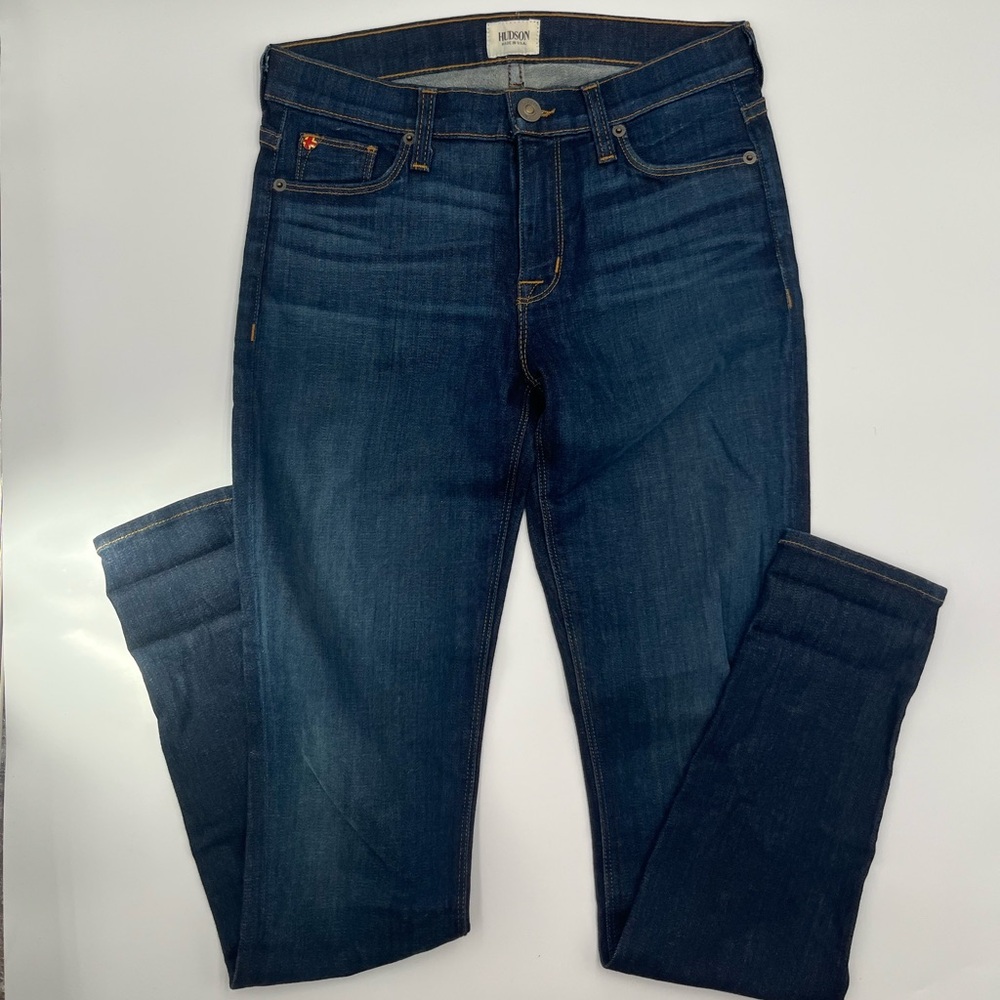 Hudson Nico Mid-Rise Super Skinny Jeans Size 26 Dark Wash Stretch Denim USA